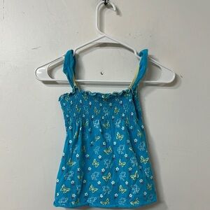 Blue Butterfly Smocked Top Y2K